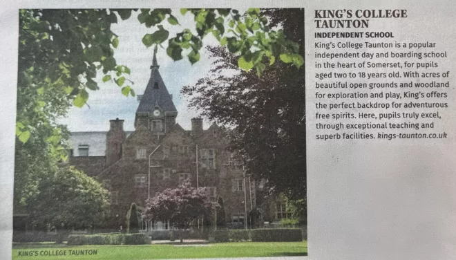 King’s College Prep and King’s College, Taunton Featured in The Telegraph