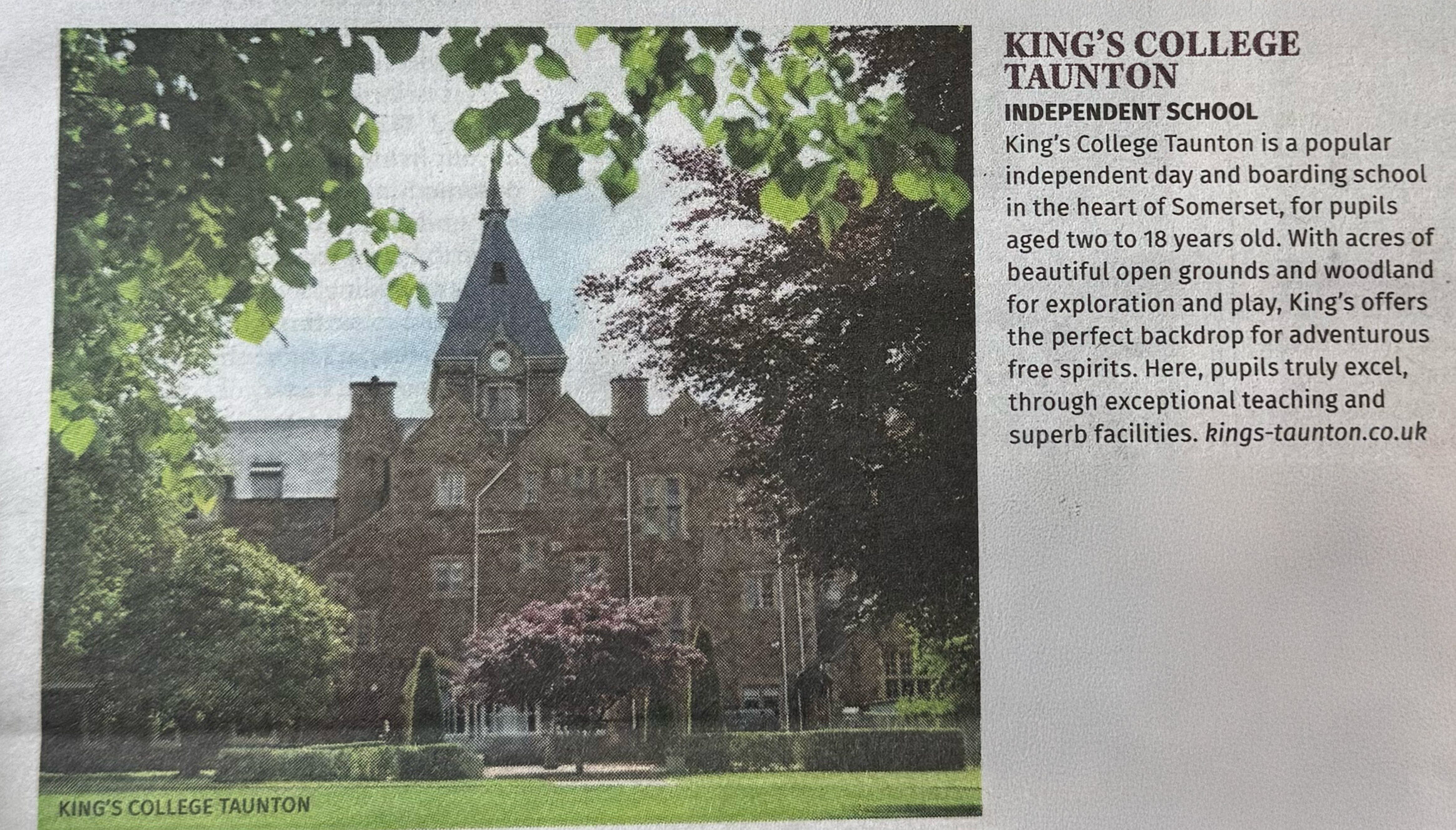 King’s College Prep and King’s College, Taunton Featured in The Telegraph