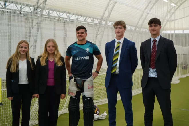 Professional cricketer Will Smeed returns to King’s for Inspiring masterclass 